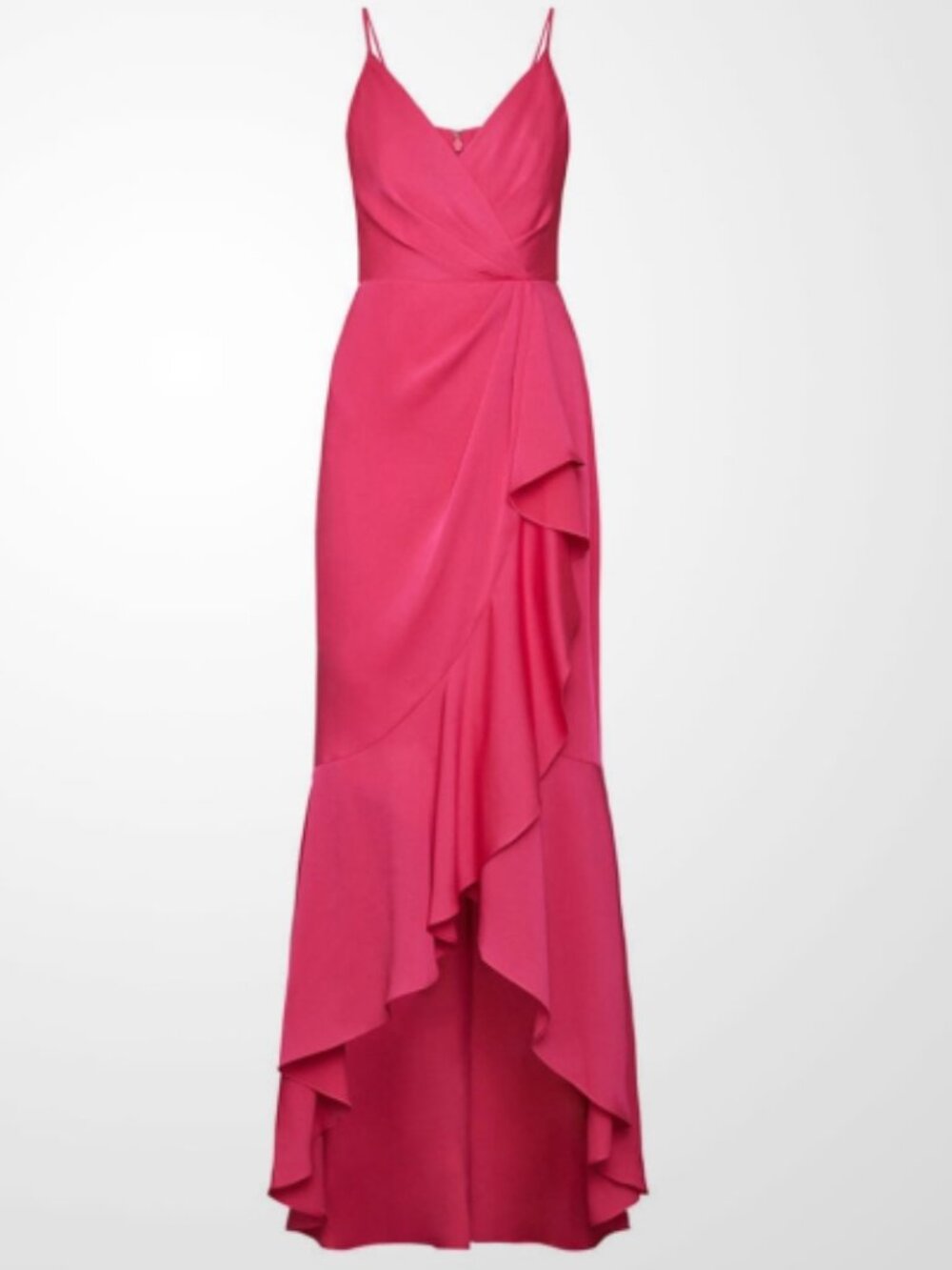 BCBGMaxAzria Wrap Ruched Ruffle Dress - Fuchsia